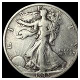 1933-S Silver Walking Liberty Half Dollar ABOUT UN