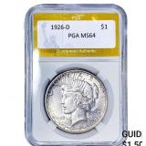 1926-D Silver Peace Dollar PGA MS64