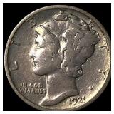 1921-D Silver Mercury Dime ABOUT UNCIRCULATED