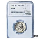 1959 Washington Silver Quarter NGC MS66 Type B Rev