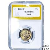 1913-D Buffalo Nickel PGA MS65