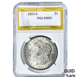 1921-S Morgan Silver Dollar PGA MS63