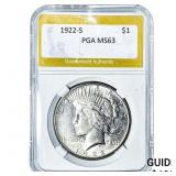 1922-S Silver Peace Dollar PGA MS63