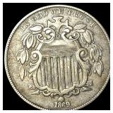1869 Shield Nickel NEARLY UNCIRCULATED