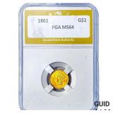 1861 Type 3 Dollar PGA MS64