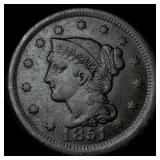 1851 Braided Hair Large Cent NEARLY UNCIRCULATED