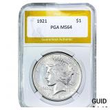 1921 Silver Peace Dollar PGA MS64