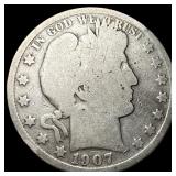 1907-S Silver Barber Half Dollar NICELY CIRCULATED