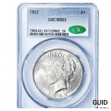 1922 Silver Peace Dollar CAC MS63
