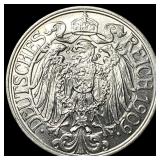 1909A Germany Empire Nickel 25 Pfennig