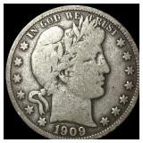 1909 Silver Barber Half Dollar NICELY  CIRCULATED