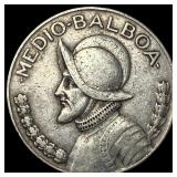 1933 Panama Silver 1/2 Balboa NEARLY UNCIRCULATED