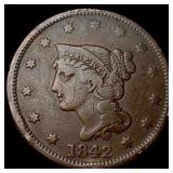 1842 Braided Hair Large Cent NEARLY UNCIRCULATED