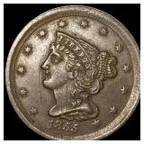 1855 Braided Hair Half Cent CLOSELY UNCIRCULATED