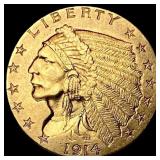 1914-D Gold Indian Head Quarter Eagle $2.50 UNCIRC