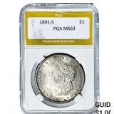 1891-S Morgan Silver Dollar PGA MS63