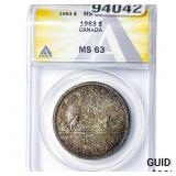 1963 Canada Silver Dollar ANACS MS63