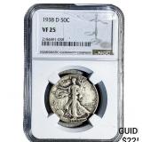 1938-D Walking Liberty Half Dollar NGC VF25