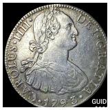 1793 FM Mexico Catolus III SIlver 8 Reales