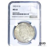 1923-D Silver Peace Dollar NGC MS62