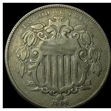 1866 Shield Nickel NEARLY UNCIRCULATED