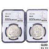 [2 Coins] 1921-S Morgan Silver Dollar NGC MS64