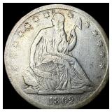 1862-S Silver Seated Liberty Half Dollar  ABOUT U