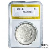 1921-D Morgan Silver Dollar PGA MS63