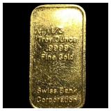 1/3 oz .9999 Fine Gold Bar Swiss Bank Corporation