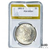 1891-S Morgan Silver Dollar PGA MS64