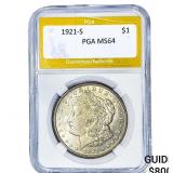 1921-S Morgan Silver Dollar PGA MS64