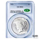 1922 Silver Peace Dollar CAC MS63