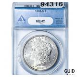 1890-S Morgan Silver Dollar ANACS MS62