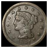 1851 Braided Hair Large Cent NEARLY UNCIRCULATED