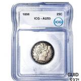 1898 Barber Quarter ICG AU53