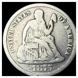 1875-CC Silver Seated Liberty Dime LIGHTLY CIRCULA
