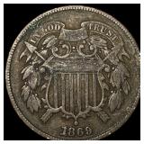 1869 Copper 2 Cents ABOUT UNCIRCULATED