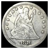 1876-S Silver Seated Liberty Quarter LIGHTLY CIRCU