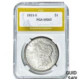 1921-S Morgan Silver Dollar PGA MS63