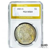 1921-S Morgan Silver Dollar PGA MS64