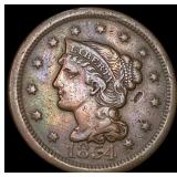 1854 Braided Hair Large Cent NEARLY UNCIRCULATED