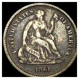 1861 Silver Half Dime NEARLY UNCIRCULATED