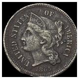 1865 Nickel Three-Cent Piece LIGHTLY CIRCULATED