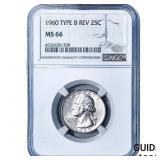 1960 Washington Silver Quarter NGC MS66 Type B Rev