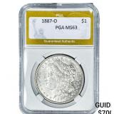 1887-O Morgan Silver Dollar PGA MS63