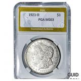 1921-D Morgan Silver Dollar PGA MS63
