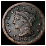1854 Braided Hair Large Cent LIGHTLY CIRCULATED