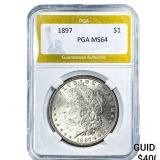 1897 Morgan Silver Dollar PGA MS64