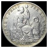 1908 FG Peru Silver 1/5 Sol