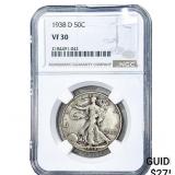 1938-D Walking Liberty Half Dollar NGC VF30